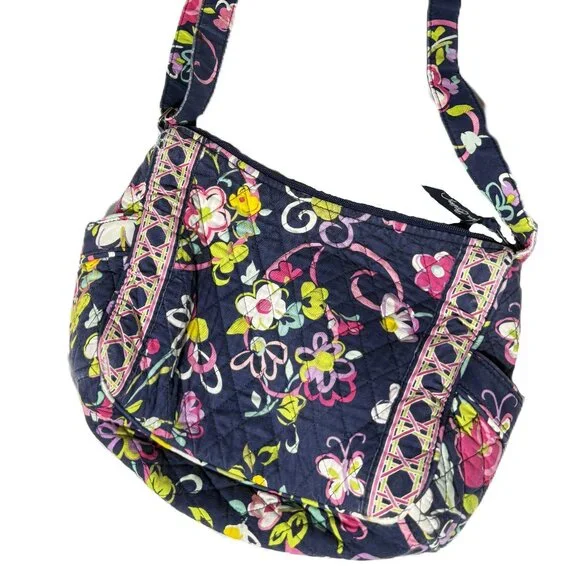Vera Bradley Crossbody Shoulder Bag/Purse Ribbons and Flowers Pattern - Picture 2 of 6